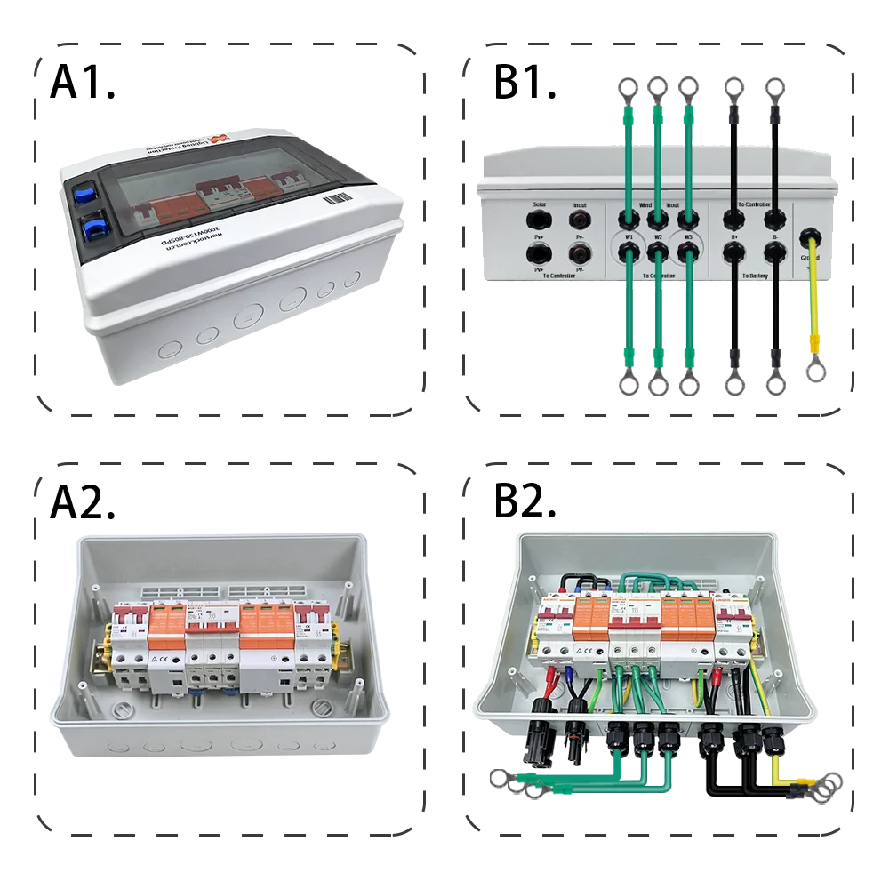 Versand aus der EU: DC-Combiner-Box, AC-Verteilerkasten für 12V 24V 48V Hybrid-Stromerzeugungssysteme, DC-AC-SPD-Überspannungsschutz – Detail 2