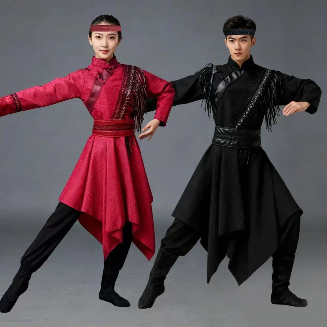 Classical Wuxia Martial Hanfu Traditional Mongolian Stage Performance Long Robe Men Women Modern Dance Outfit Kung Fu WuShu Suit