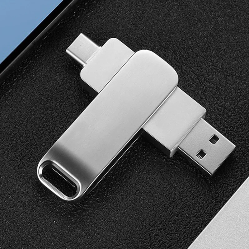 2in1 U Disk 128GB 64GB 32GB USB2.0 Type-C Interface Smartphone Computer Mutual Transmission Portable USB Memory pen drive Metal