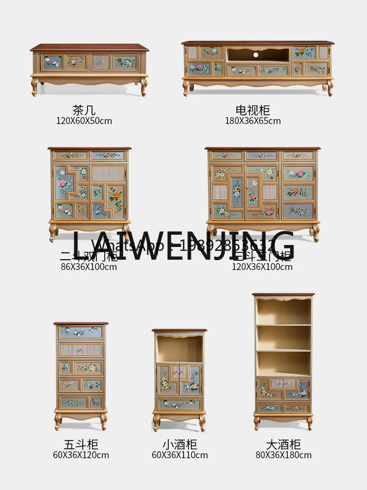 GZ8 American-Style Chest of Drawers Solid Wood Storage Vintage Cabinet
