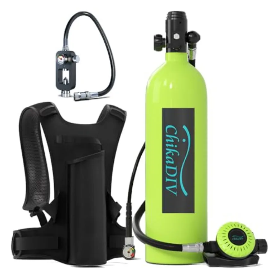 

Scuba Tank Lung Tank for recreational freediving, aluminum alloy, black, 1.9L 3000PSI with 30-35 min air supply and carry bag