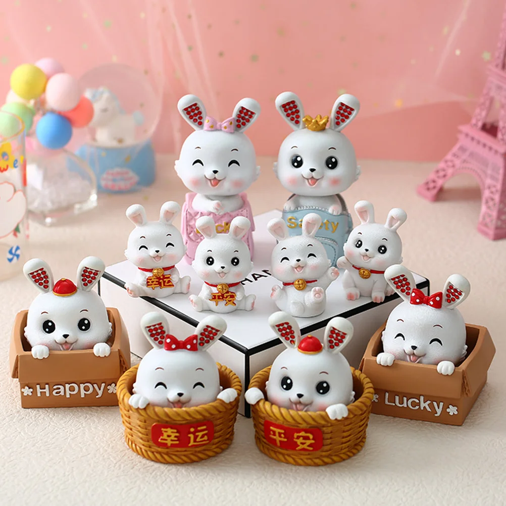

4 Pcs Zodiac Rabbit Figurines Resin Craft Bunny Decor Desktop Adorn Tiny Toys Statues Miniature Bunny Decor Micro L nament