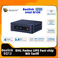 Beelink-EQ12 Mini PC, Intel 12th N100, janelas 11, RAM DDR5, 16GB SSD, 500GB, BT5.2, Gaming Office Gamer, Mini Computador, Laptop Minipc