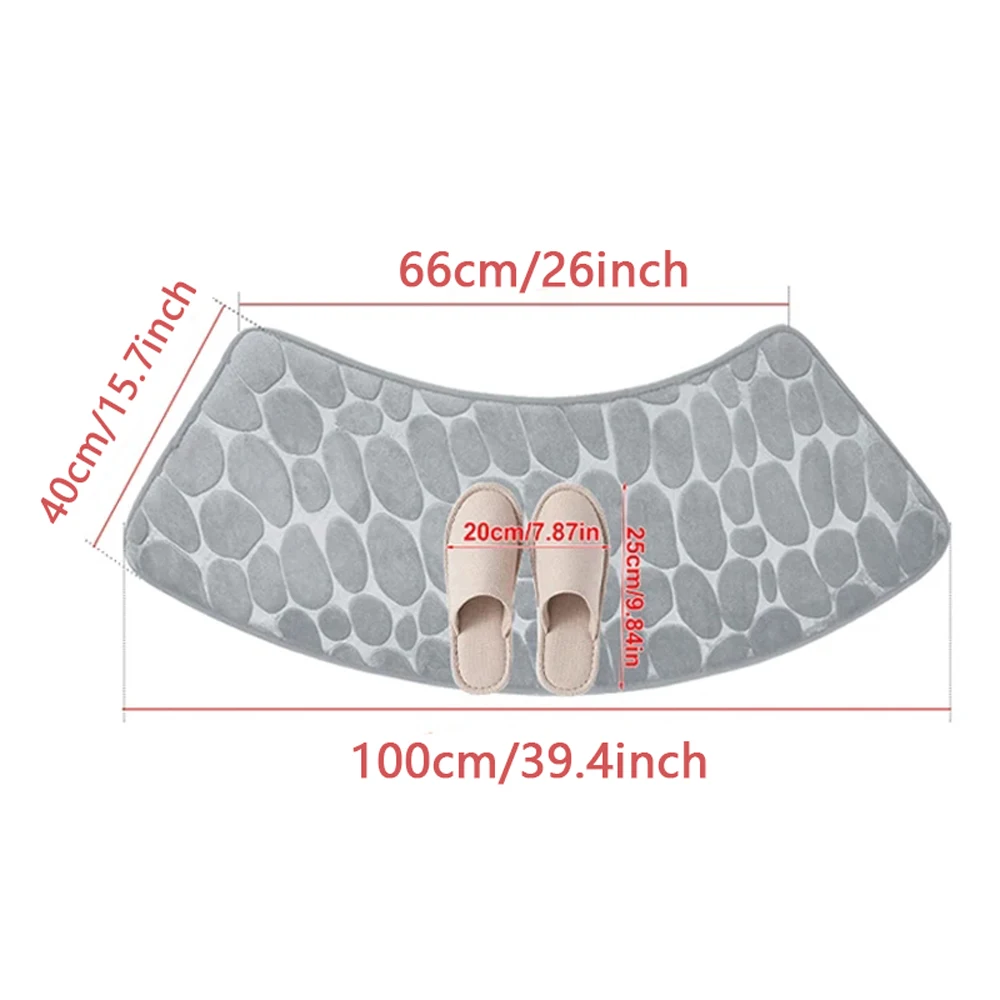 Bathroom Curve Foot Mat Pebble Emboss Carpet Curved Bath Mat Non-slip Absorbent Bathroom Floor Toilet Mat Curved Shower Mats