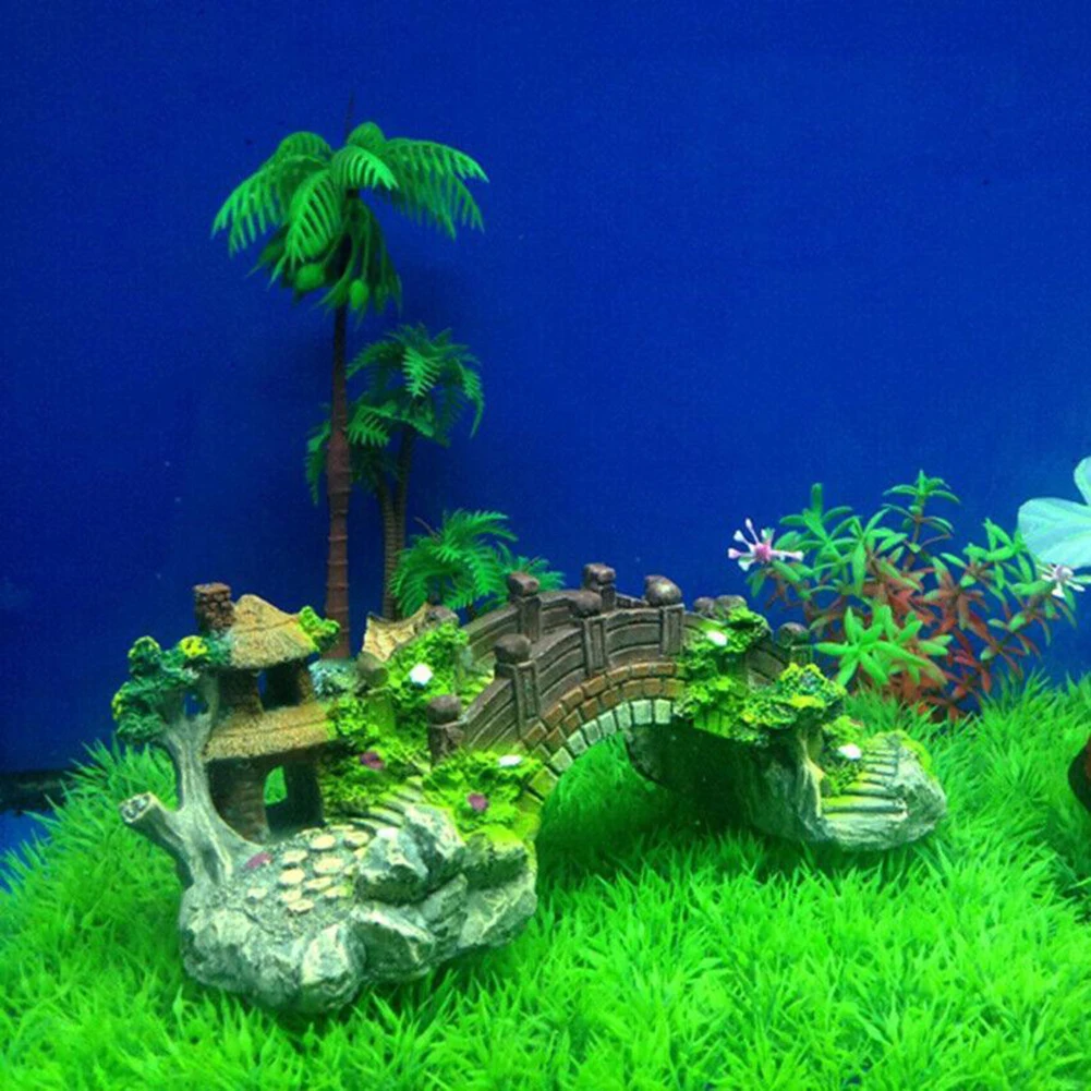 Bridge-Style Resin Decor for Aquariums with Realistic Wood-Like Texture to Blend Seamlessly into Natural Aquatic Settings