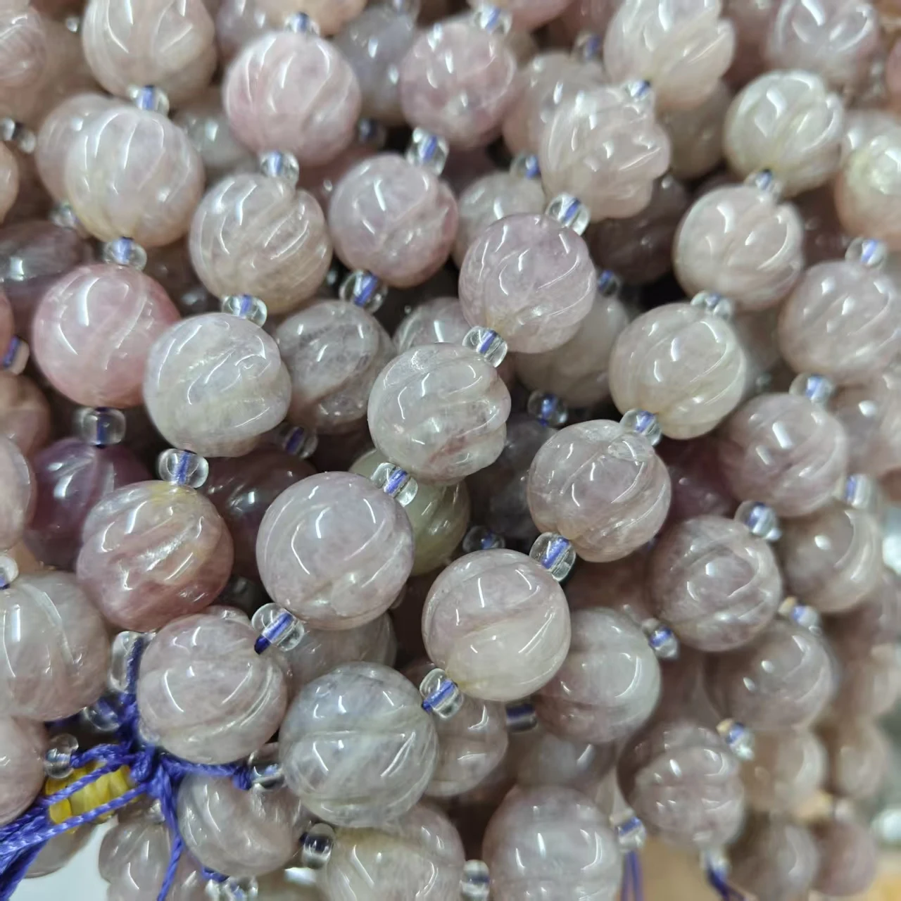 Natürliche AAA-Rotationskürbis-Perlen aus lila-rosa Rosenquarz, glatte, runde, lose Perlen für die Schmuckherstellung, Design-Armband, elastischer Schmuck – Detail 3