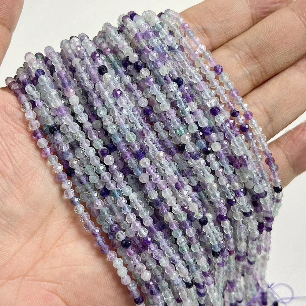 Natural Purple Tiny Amethyst Mica Quartz Crystal Stone Beads Loose 2MM 3MM 4MM Faceted Bead For Jewelry Making Waist Chain Diy