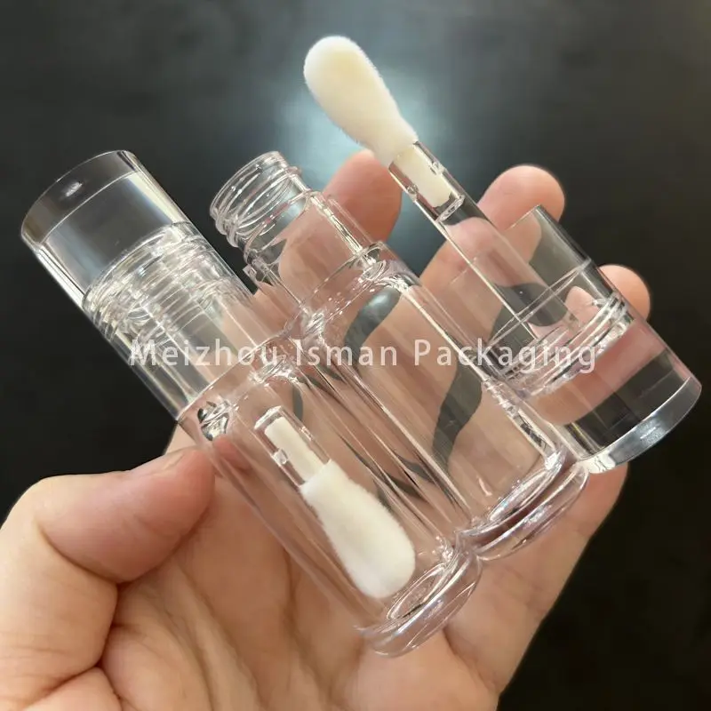 50Pcs round clear lip gloss tube with big brush wand cosmetic empty transparent plastic refillable concealer bottle 6ml 8ml