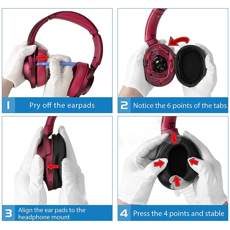 Almohadillas de repuesto para auriculares Sony MDR 100ABN piezas WH H900N MDR-100ABN, almohadillas de repuesto para los oídos, 2 WH-H900N
