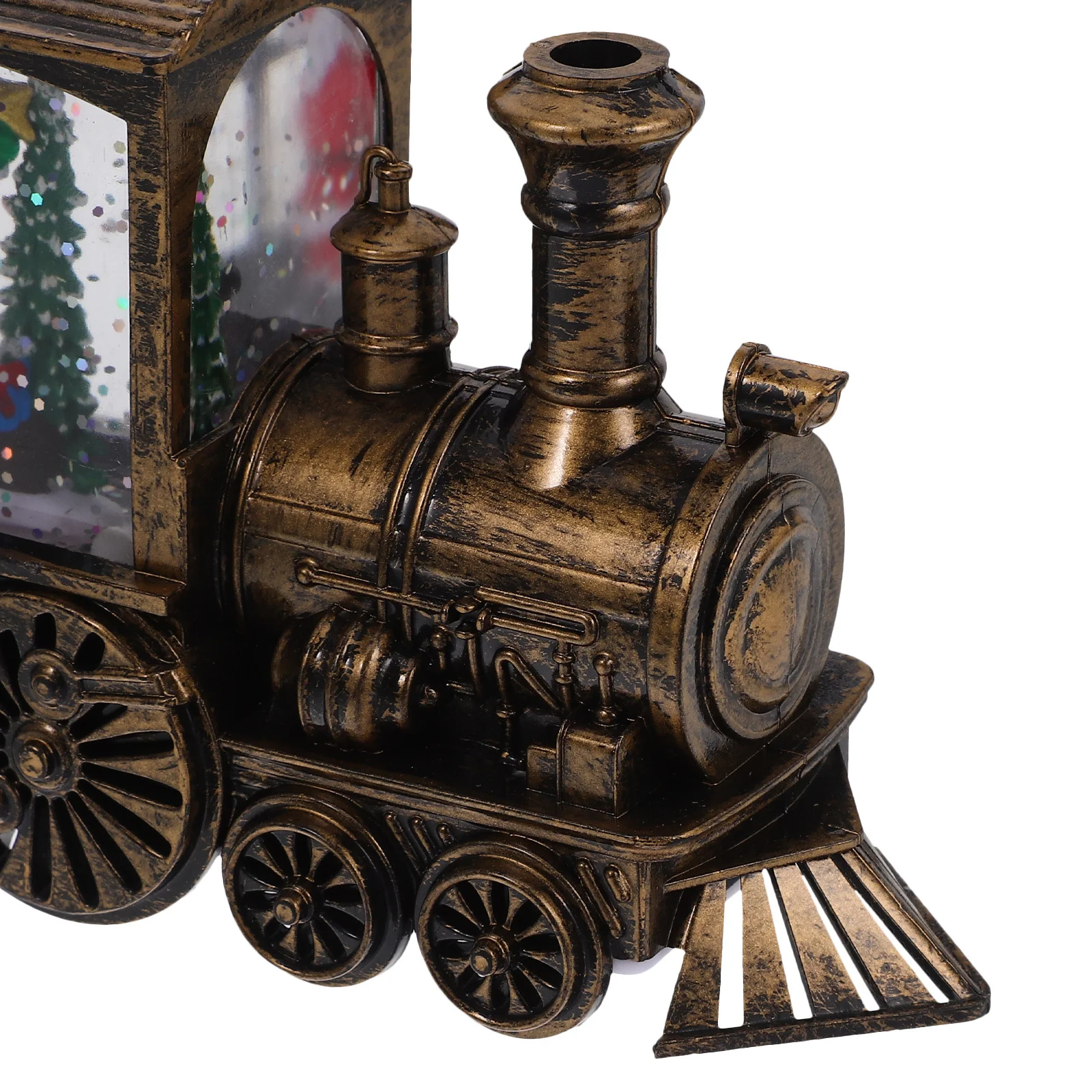 Christmas Lighted Train Head Ornament Night Light Holiday Decoration Snow Globe Style Christmas Home Decor Indoor Festive