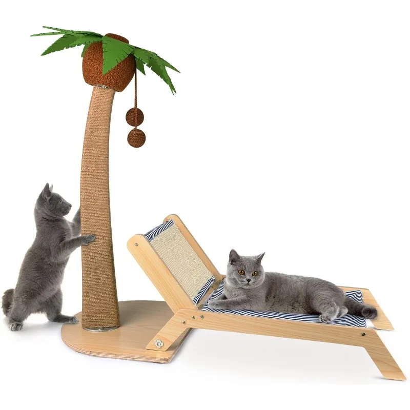 

Cat Scratching Post with Bed,29.5 Inch Tall Palm Tree Cat Scratching Post for Indoor Cats, with Lounge Chair 2 in 1 Fun Sisal