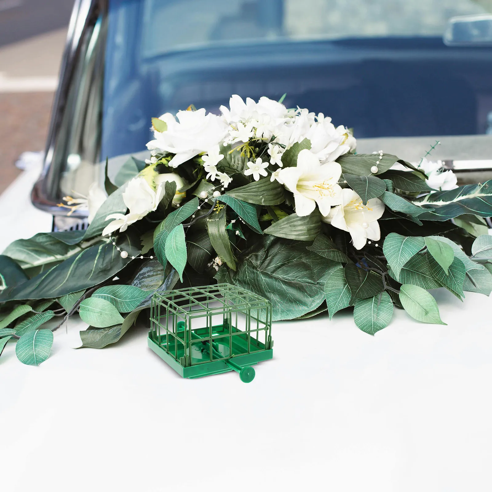 5Pcs Suction Foam Block Holder Floral Cage Green Plastic Flower Foam Holder for Wedding Car Decoration Centerpiece Floral
