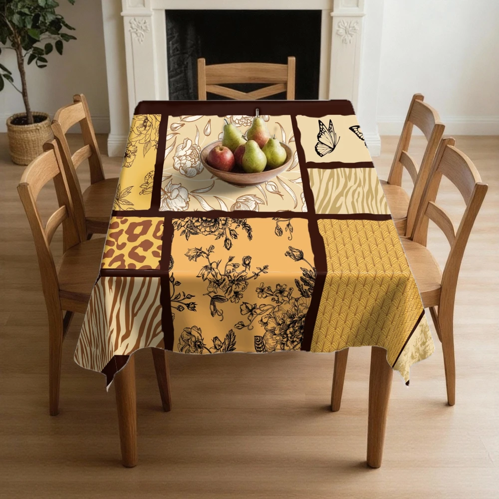 VIKAMA Bohemian Eclectic Art Tablecloth Home Dining Table Decor Creates Natural Exotic Ambiance Machine Washable, Colorfast