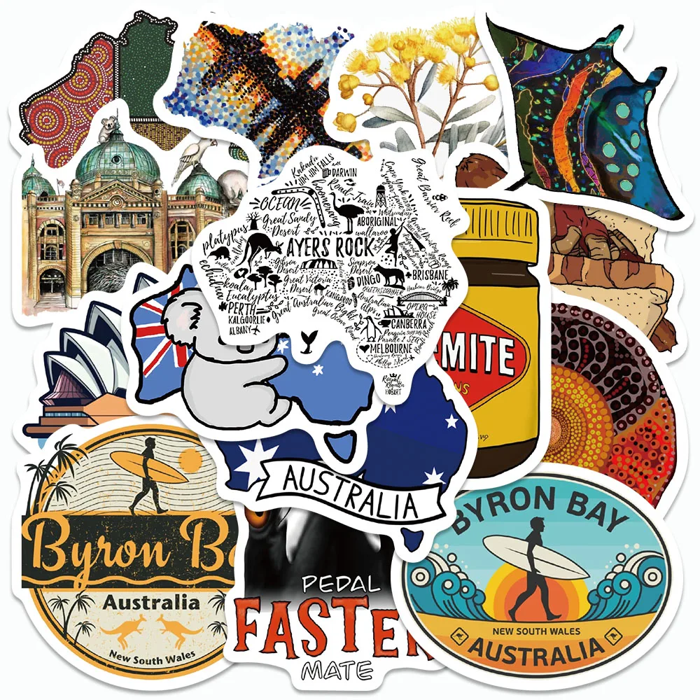 50PCS Australia Style and Charm Stickers Cartoon Animals Decals For Laptop Suitcase Fridge Skateboard Notebooks Graffiti Sticker