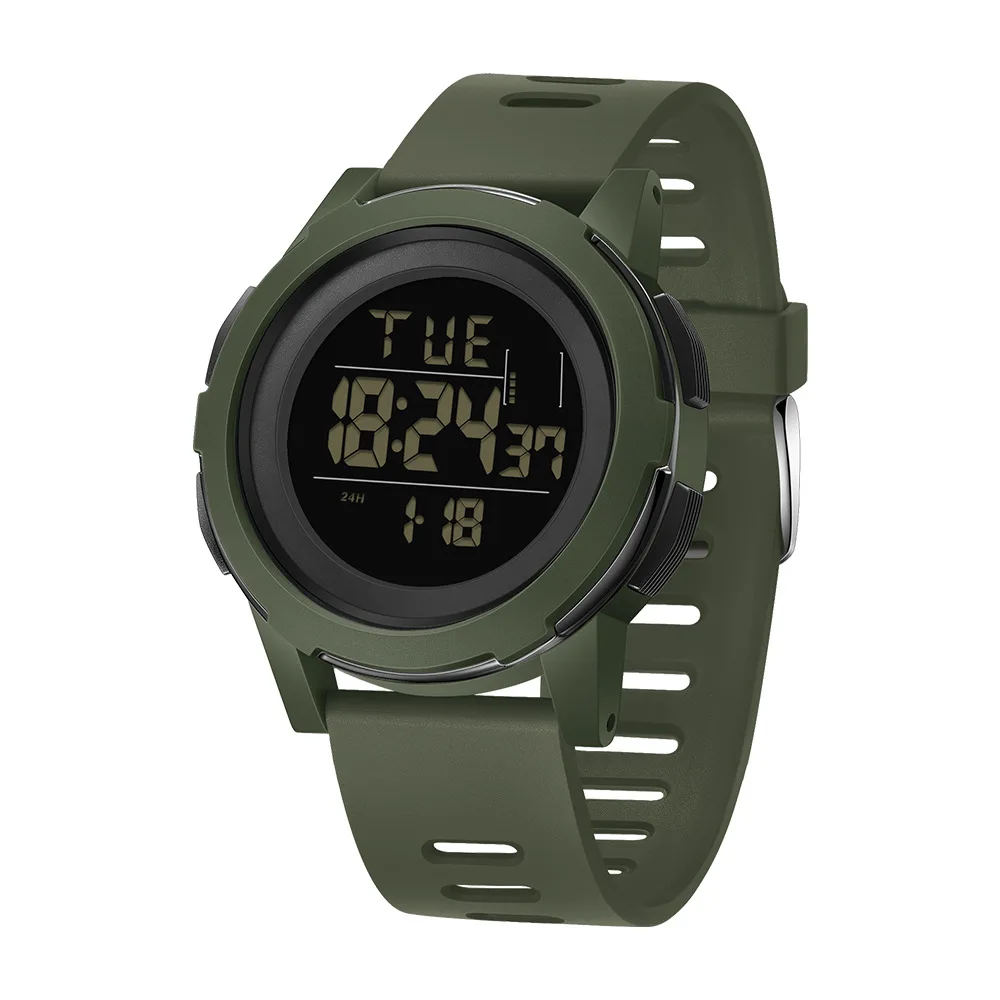 Sanda-Montre électronique étanche avec bracelet en silicone pour étudiants, veilleuse extérieure simple, alarme, affichage numérique, mode 2188