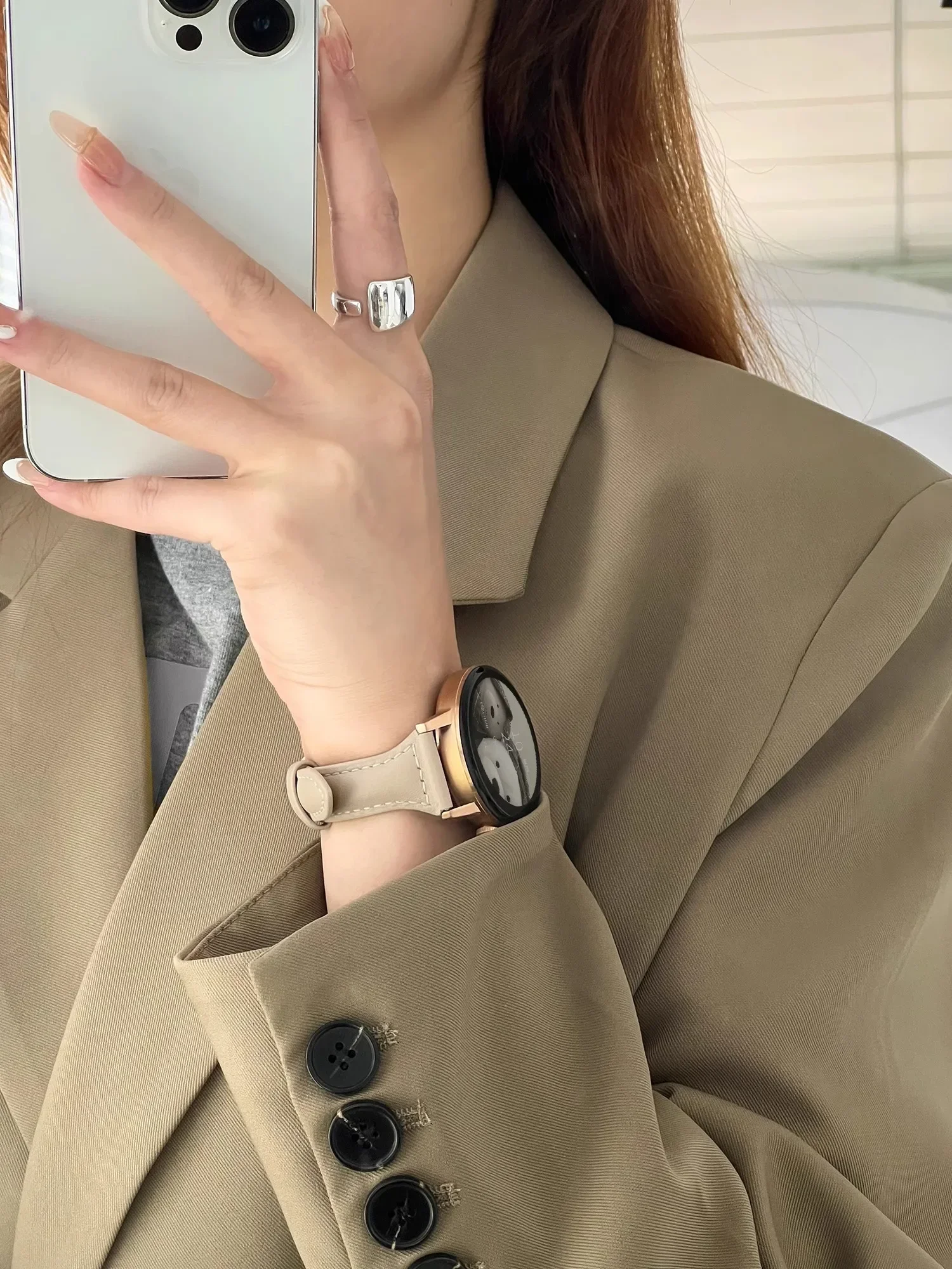 Тонкий кожаный ремешок для часов Samsung Galaxy 6/7/FE/5Pro/4 Classic/Xiaomi watchS4, браслет 20/22 мм, ремешок Redmi Watch 5 Active/Lite