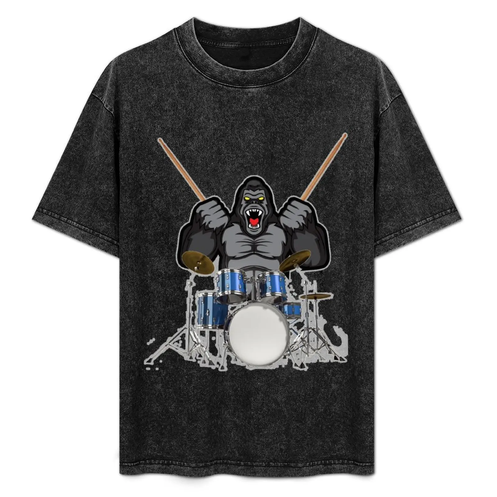 GORILLA PLAYING WITH THE DRUMS T-Shirt Quick Dry Sports Short Sleeve Tee