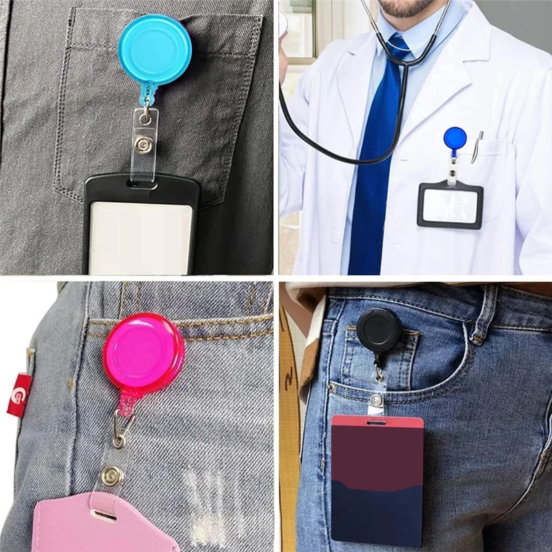 

J1UL1N Retractable Badge Reels Badge Holder Retractable Clip 30 Pack Colorful Badge Clips Holders For Name ID Card Key Card