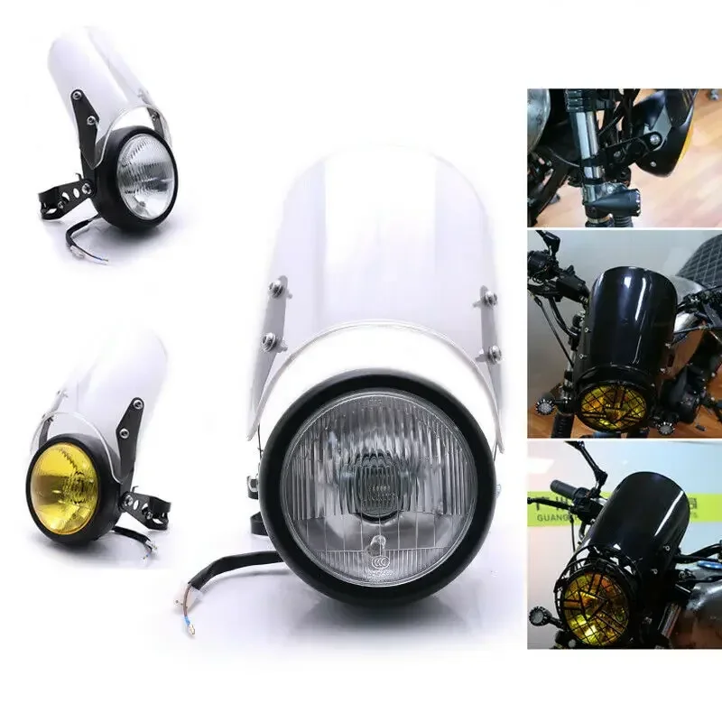 

5-7-дюймовая фара с боковым креплением и прозрачная крышка, лобовое стекло, ретро-двигатели, крейсеры, поплавки