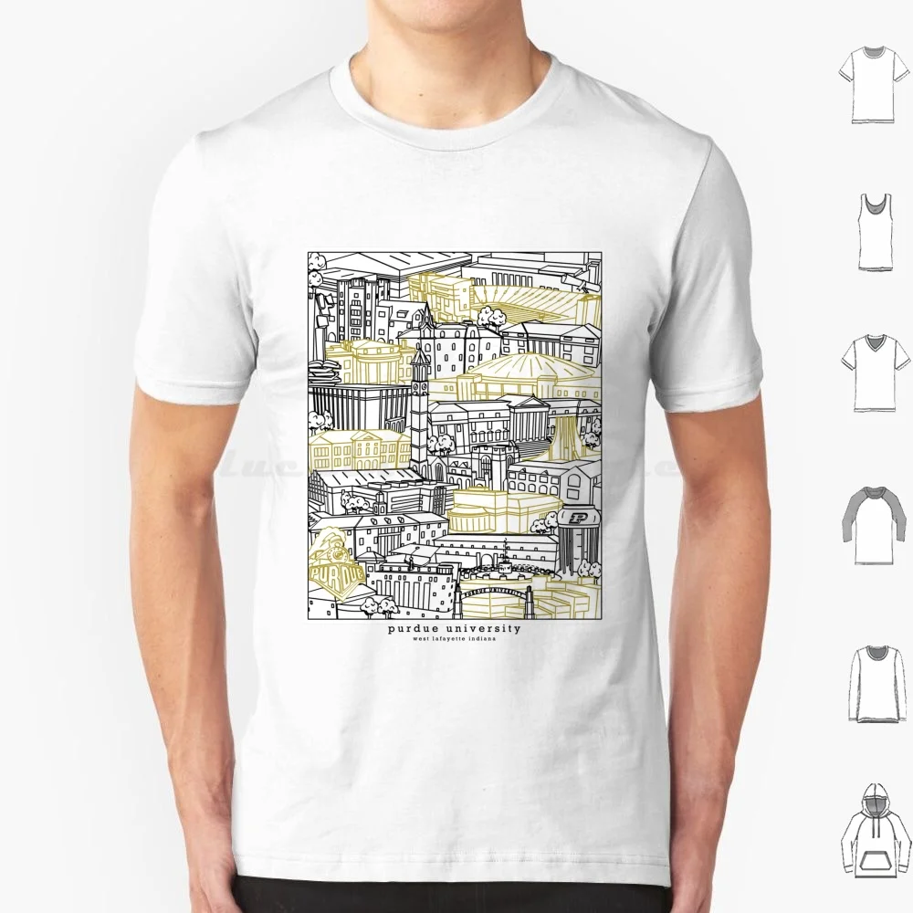 Purdue University Campus Artwork T Shirt Cotton Men Women Diy Print Purdue Purdue University West Lafayette Indiana Artwork