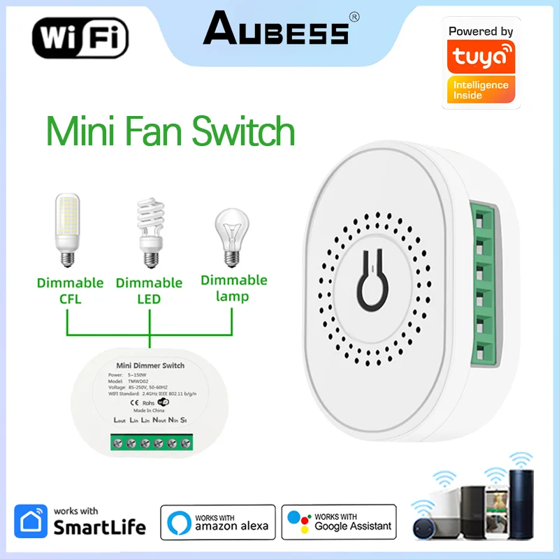 

Tuya Mini Fan Speed Switch WiFi Mini Ceiling Fan Controller Smart Life APP Remote Timing Voice Control For Alexa Google Home