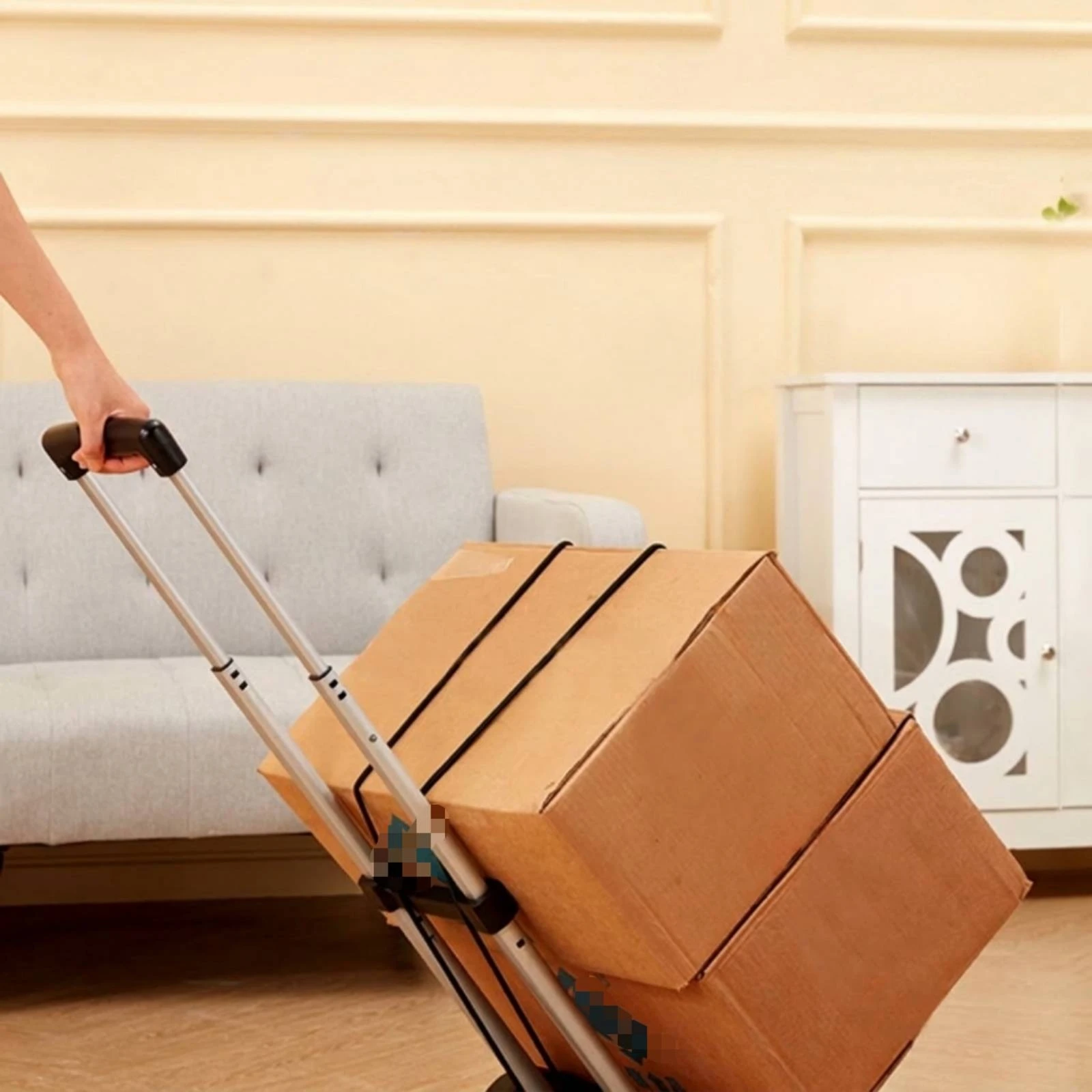 Hand Cart with Tie Strap Telescoping Folding Hand Truck for Travelers, Moving, Travel