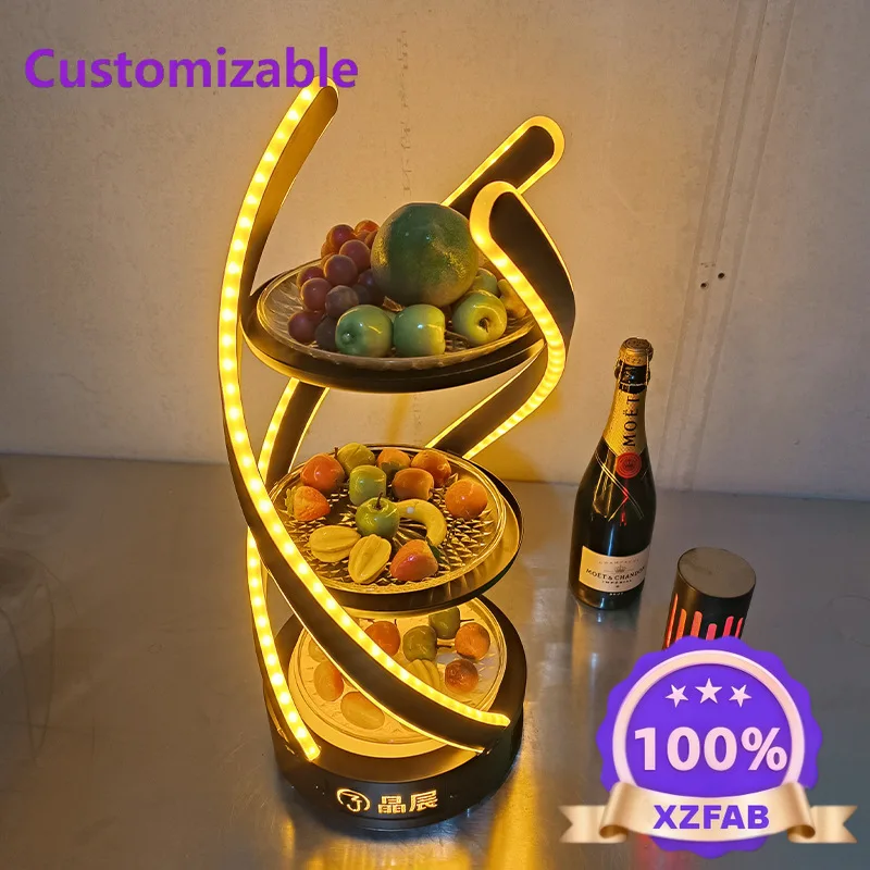 Factory Direct 2026 Three-layer bar fruit plate KTV box fruit plate rotating twist multi-layer fruit plate rack
