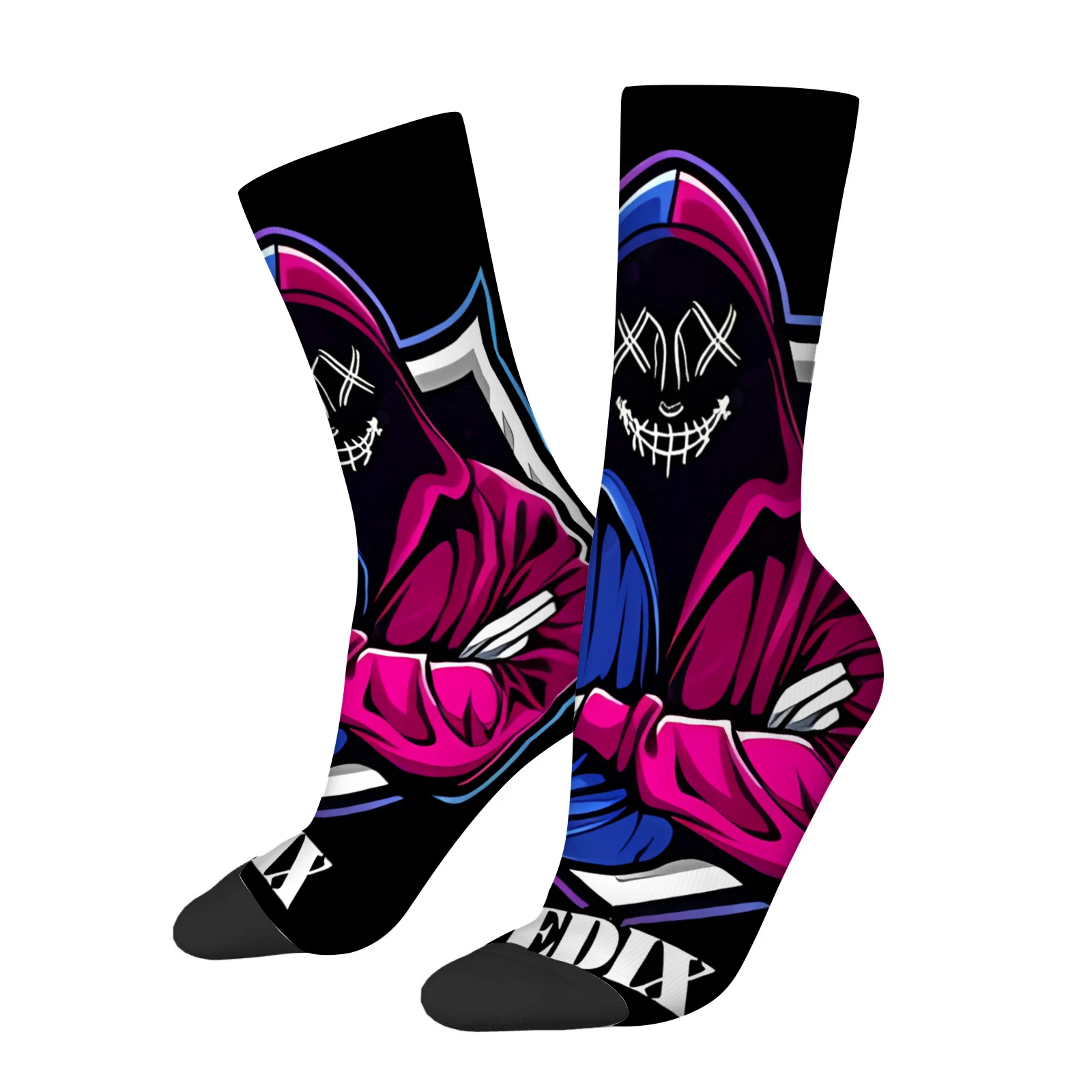 

Men's Skull Pattern Mid Calf Socks Pink Black Gothic Print Polyester Spandex Elastic Breathable Machine Washable Novelty Socks