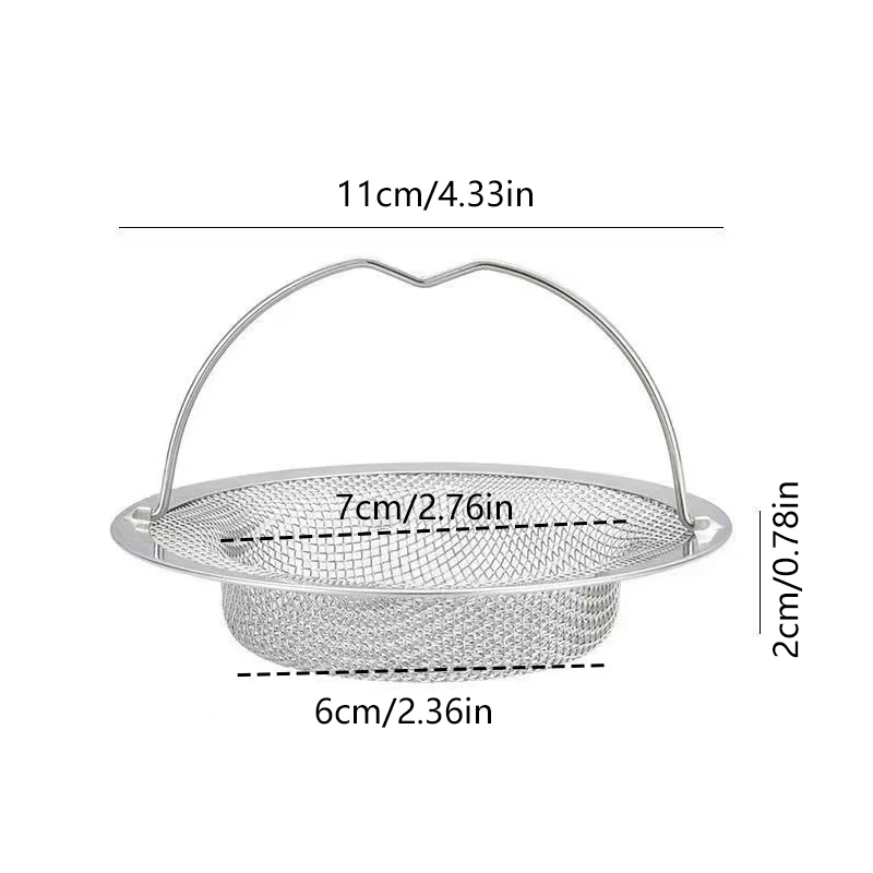 Stainless Steel Kitchen Sink Strainer Thickened Anti Clog Drain Filter Universal Leak Proof Mesh For Sink Basket Debris Catcher