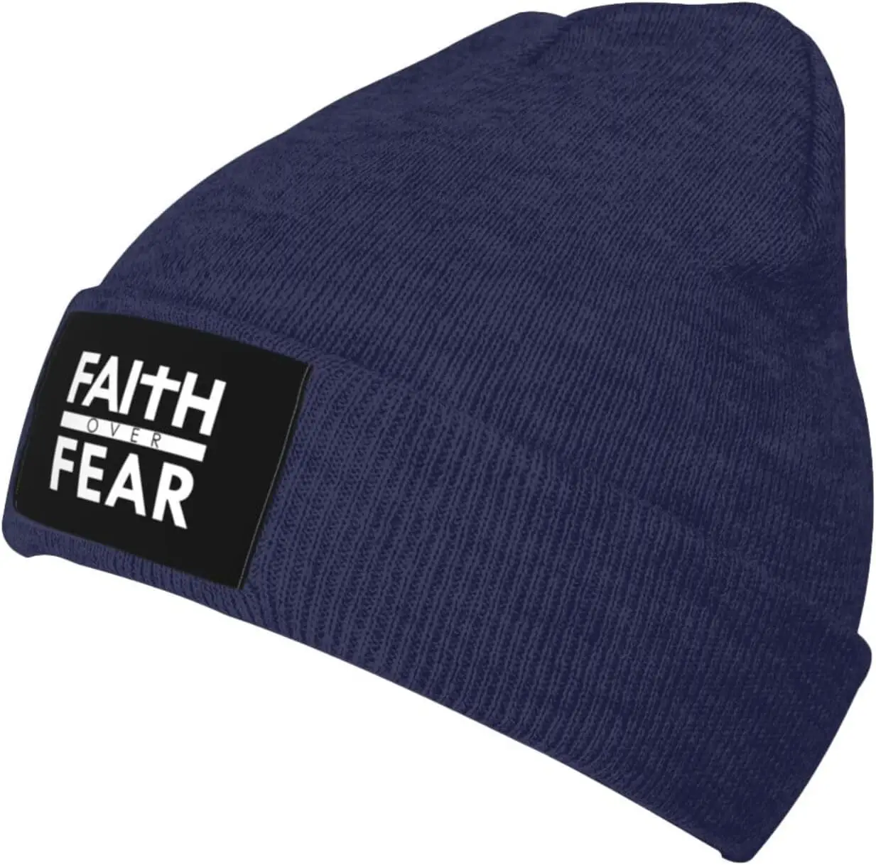 Faith Over Fear Bible Verse Christian Beanie Hat for Men Women Acrylic Hat Winter Soft Cozy Warm Stretch Thick Trendy Knit Cap