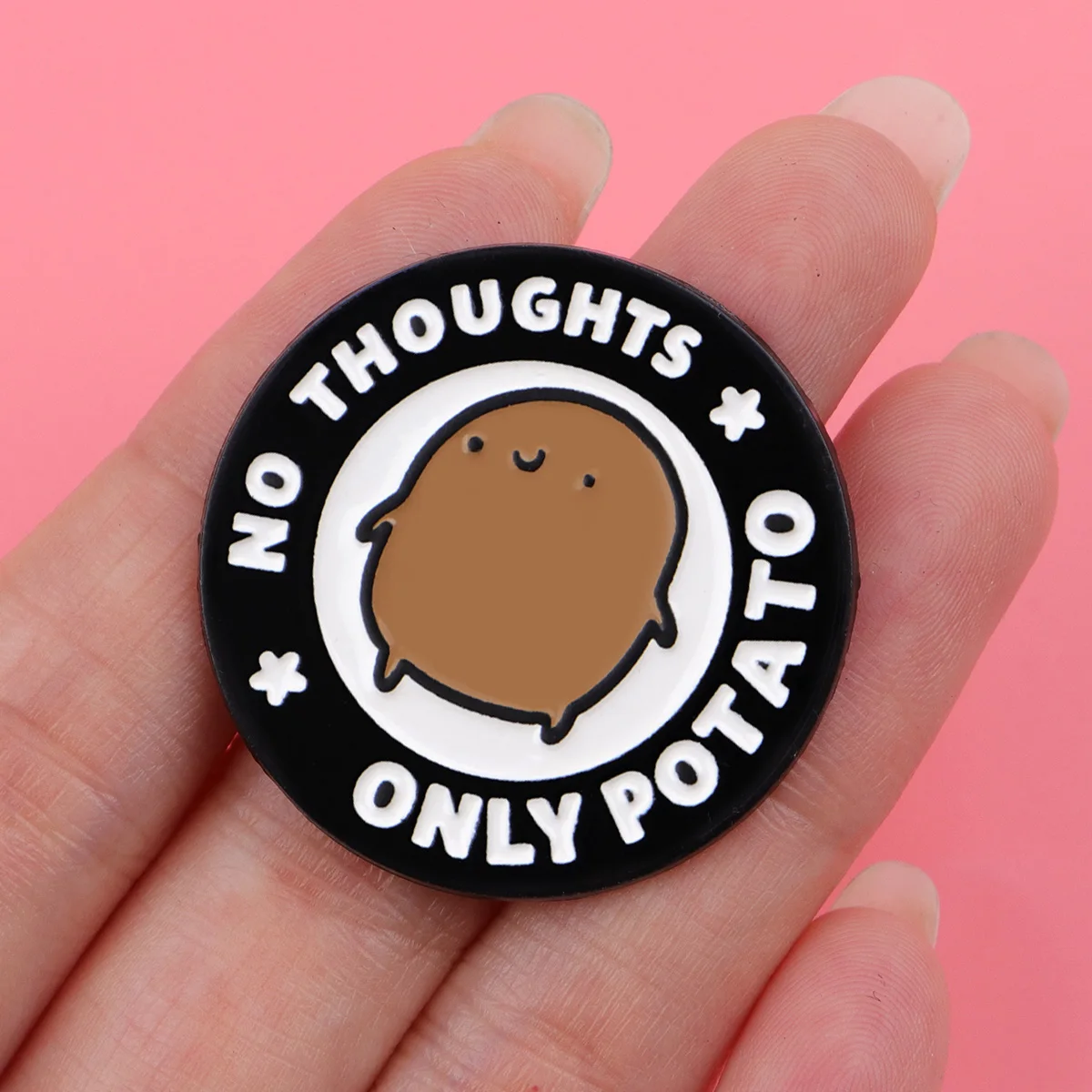 لطيف الكرتون البطاطس المينا دبوس مضحك "لا أفكار" بروش الصنوبر التلبيب دبابيس شارة مستديرة الملابس والاكسسوارات أنيمي مجوهرات هدايا #4