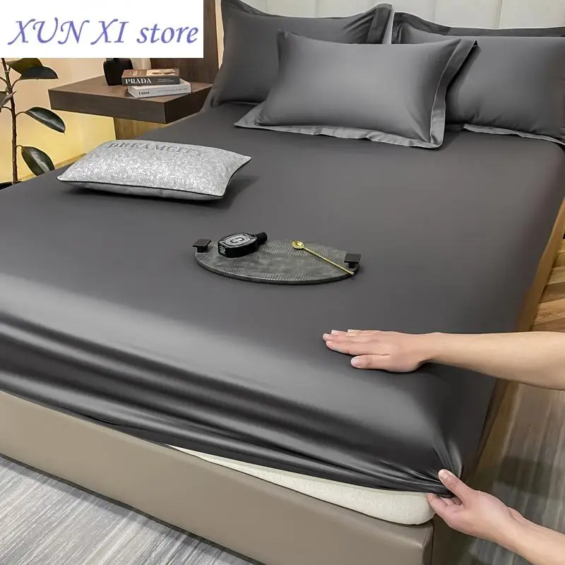 

New Cotton Fitted Sheet with Elastic Band Luxury Soft Mattress Covers Durable Skin-friendly Bedsheet Easy Care Bed Cover