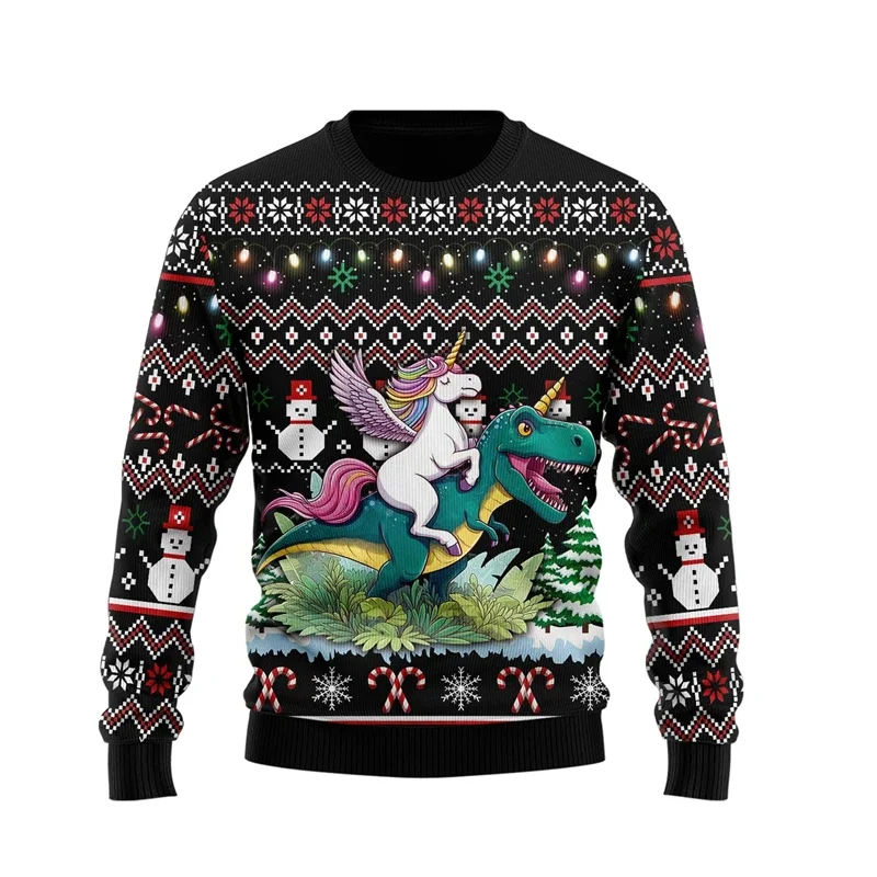 Fashion Unicorn Ugly Christmas Sweater Trend Men Women 3D Printed Xmas Sweatshirt Casual Streetwear Oversized Pullover Tracksuit