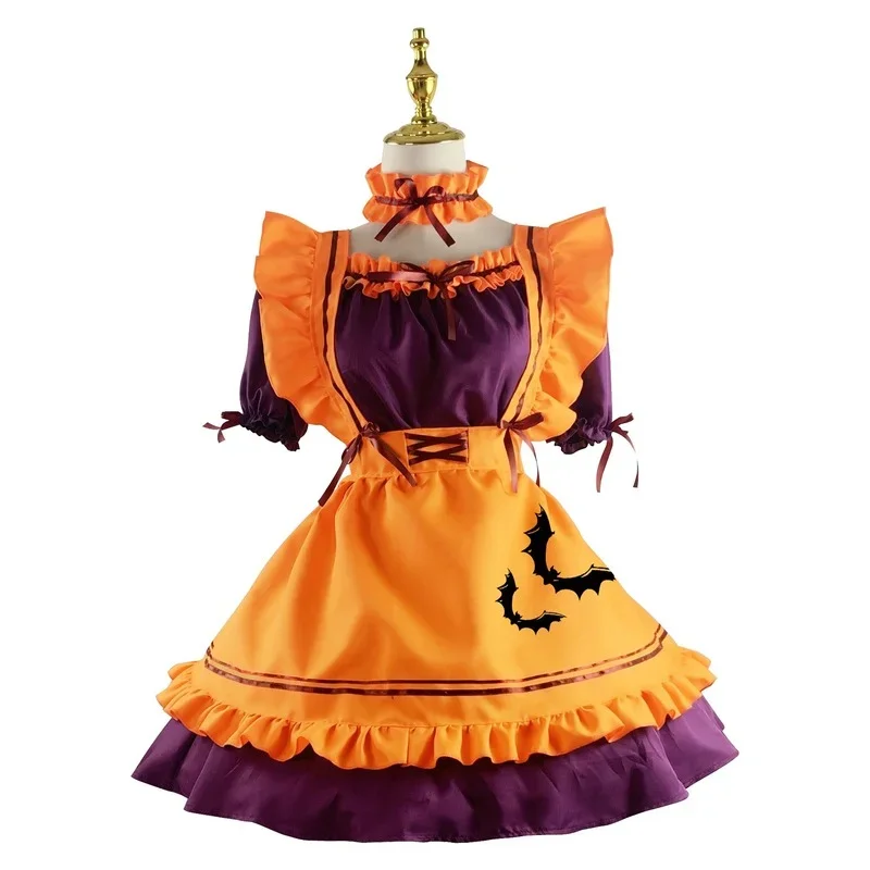 Plus Size Maid Dress Halloween Cosplay Costumes Womens Apron Maid Outfits Lolita Pumpkin Suit Anime Party Princess Clothes 2024