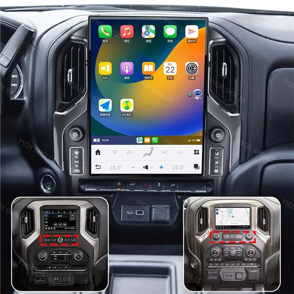 Car Radio For Chevrolet GMC Silverado 1500 2500 3500 Sierra 1500 2500 3500 2019 2020 2021 Video Player Multimedia GPS Car Radio