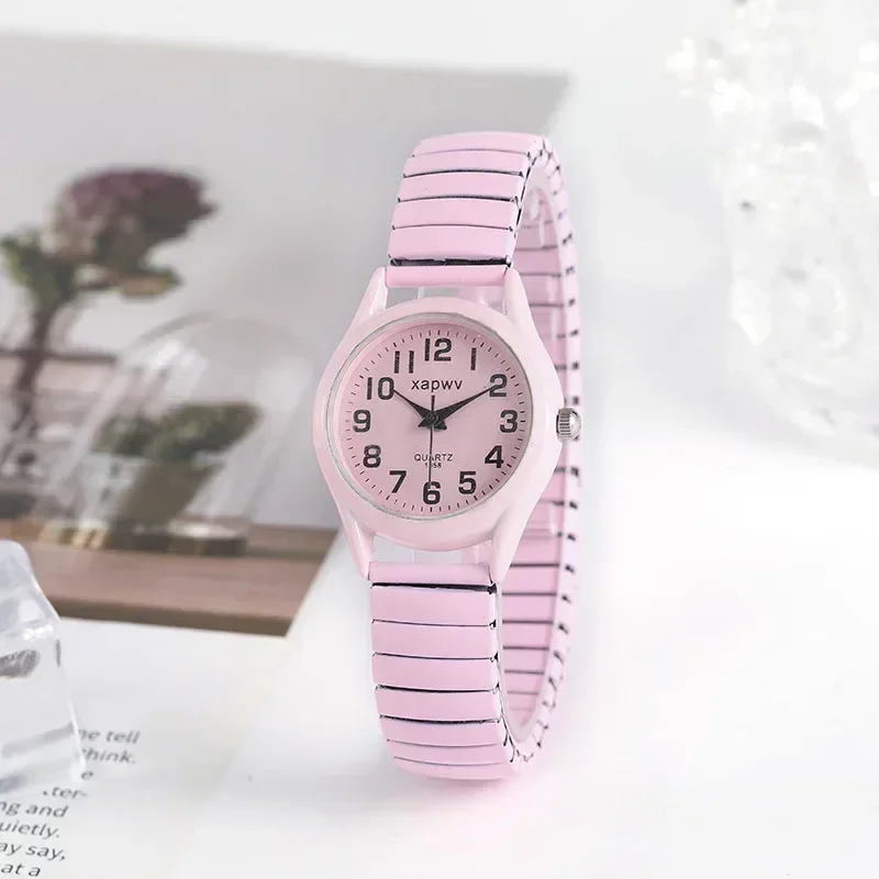 New Fashion Watches Women black white gold pink Stainless Steel Elastic Band Watch Retro Ladies\' Bracelet Watch