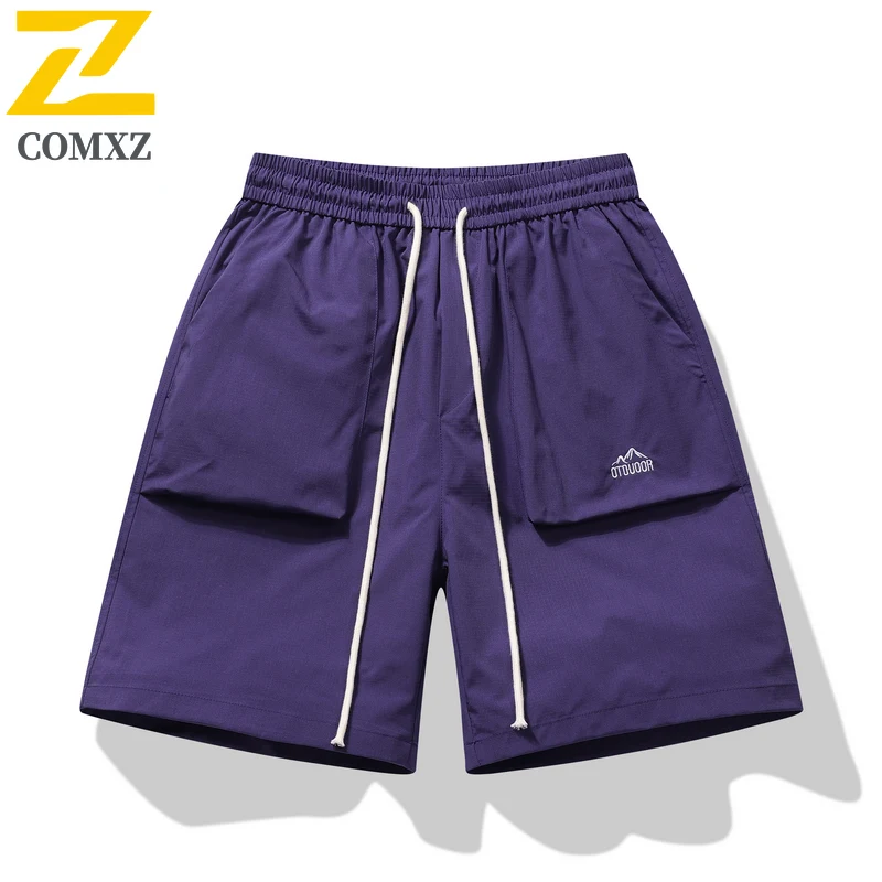 صيف جديد الرجال السراويل الاتجاه التطريز رقيقة التجفيف السريع تنفس جيب كبير السراويل الرياضية في الهواء الطلق الشاطئ تصفح السراويل