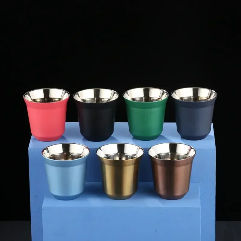 Double Wall Stainless Steel Espress Cup Nespresso Pixie Insulation Coffee Shape Cute Capsule Thermo Mugs  Kawaii Cup