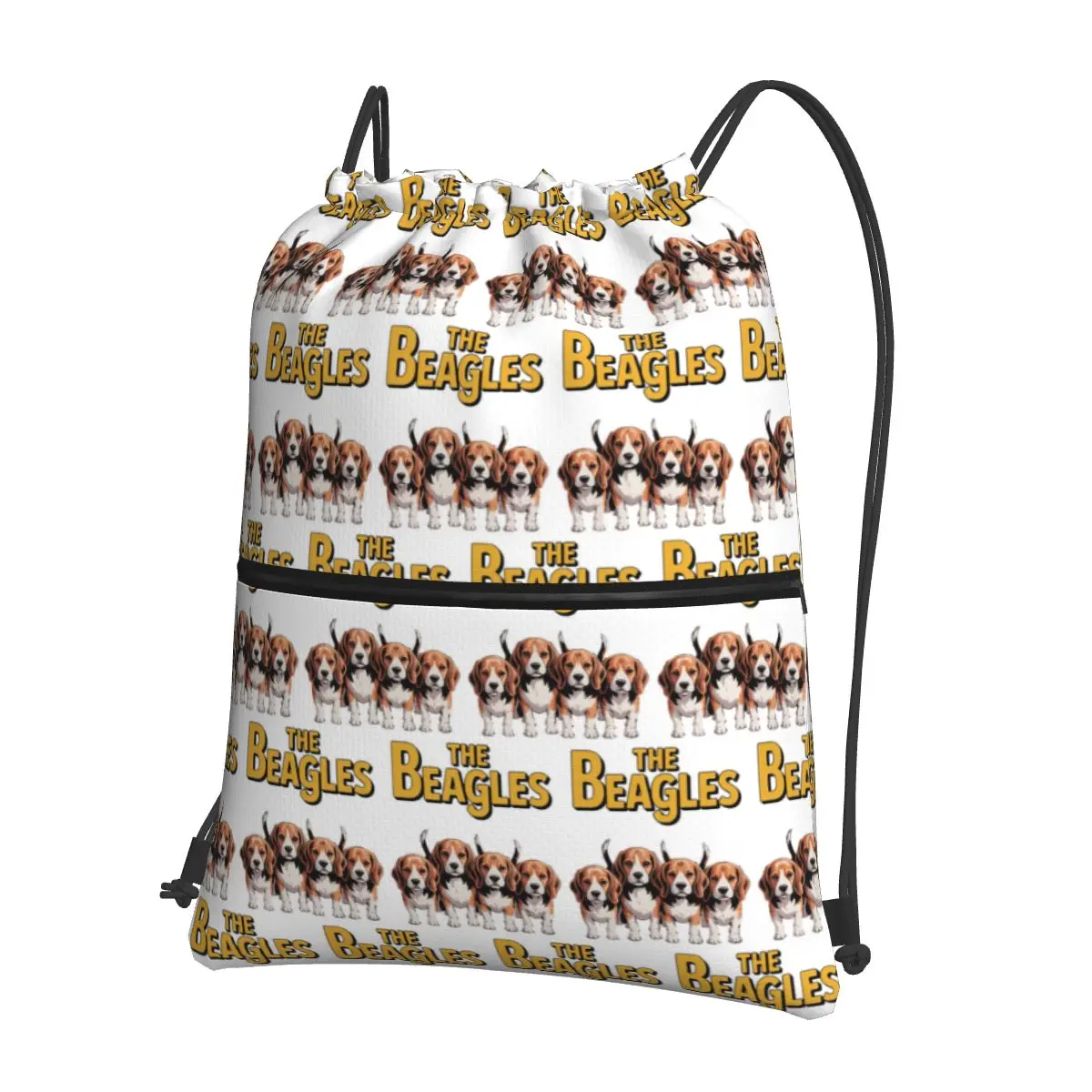 The Beagles Four Beagle Dog Crossing Backpacks Portable Drawstring Bundle Pocket Sports Bag Book Bags for Travel School