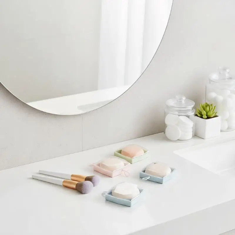 Bolsa de cosméticos de plástico transparente, estuche de almacenamiento de viaje portátil para esponja, sin polvo, organizador de cosméticos, 1/5 Uds.