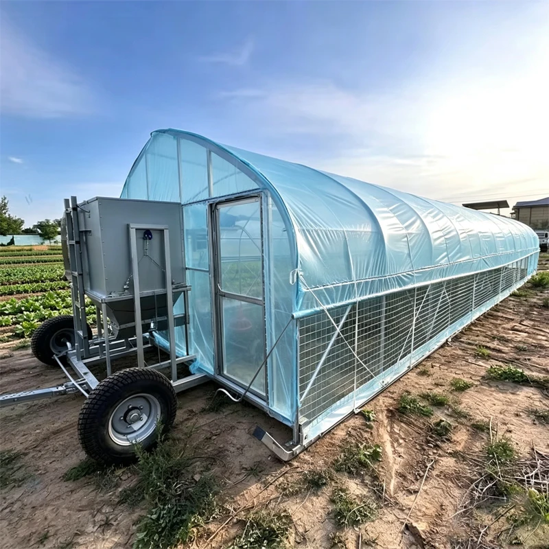 Tractor Towable Mobile Chicken Coop Large Portable Poultry House Galvanized Frame Chicken Shelter For Outdoor Breeding Custom