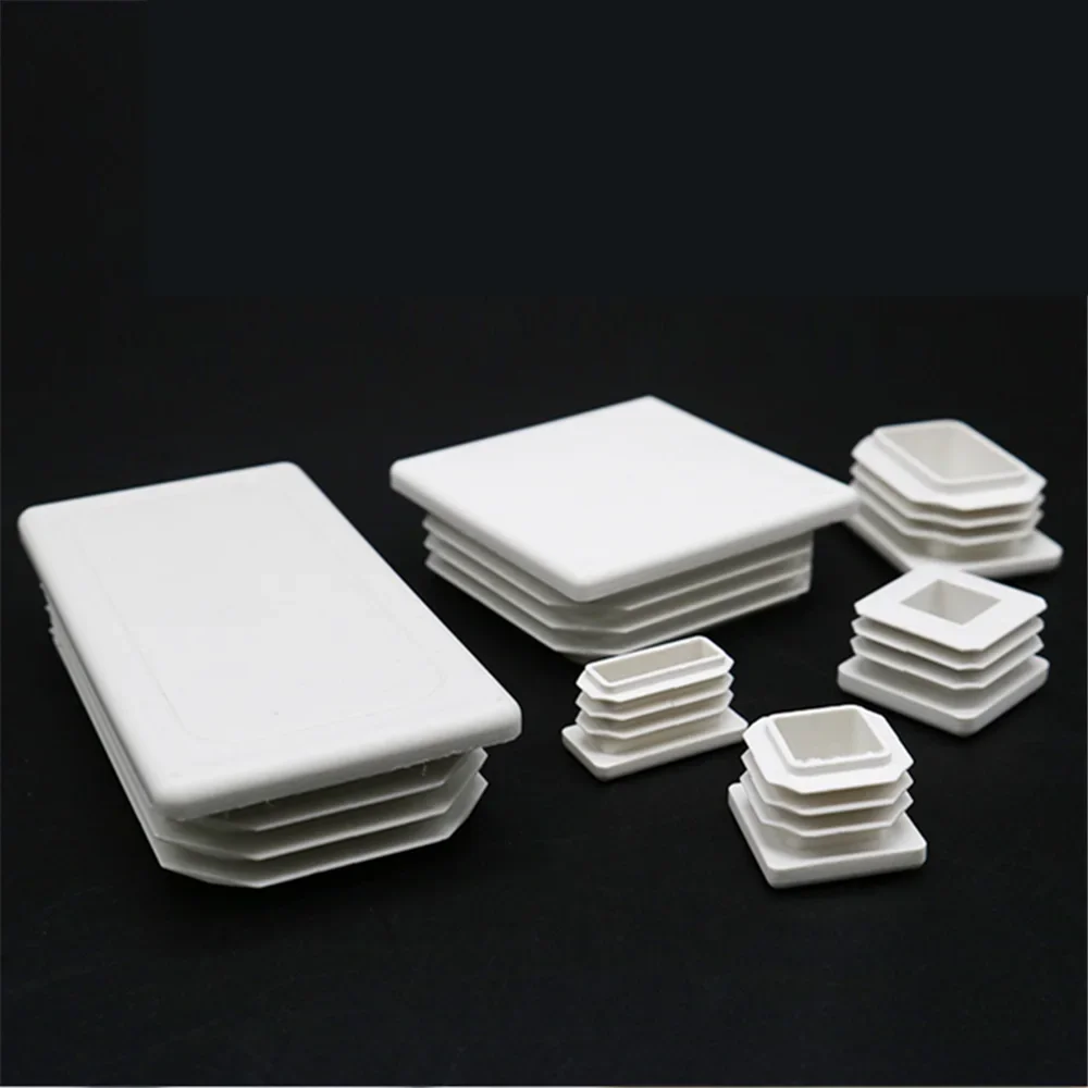2-6pcs 직사각형 블랭킹 엔드 캡 캡 튜브 파이프 인서트 플러그 Bung Steel New White 플라스틱 인서트 플러그