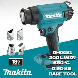 Makita DHG181 Cordless Heat Gun Rechargeable 18V LXT Lithium High Power Welding Thermal Blower Shrink Wrapping Tools Hot Air Gun