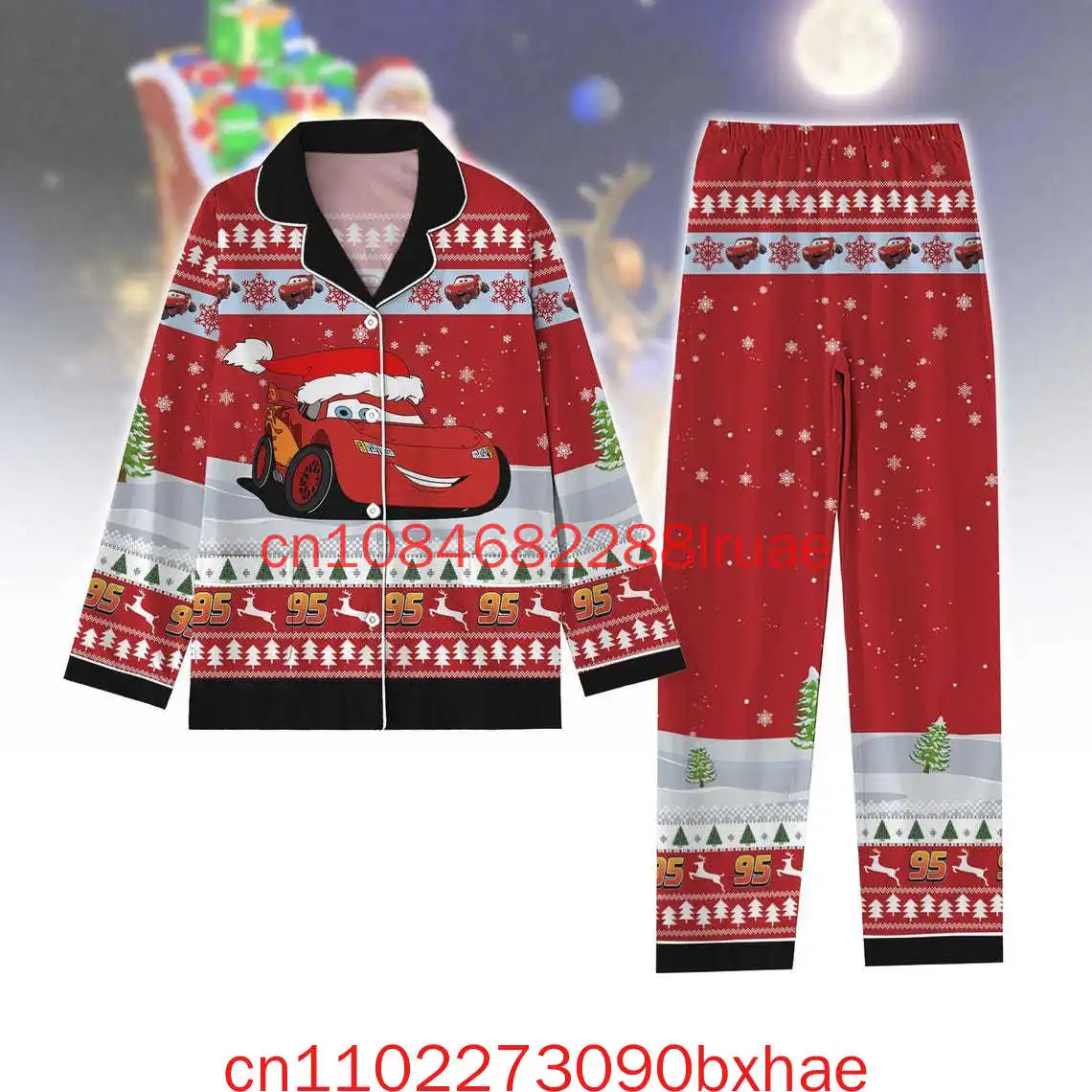 

Lightning McQueen Pajamas Disney Pixar Cars Family Matching Xmas Holiday Sleepwear McQueen 95 Piston Cup Loungewear