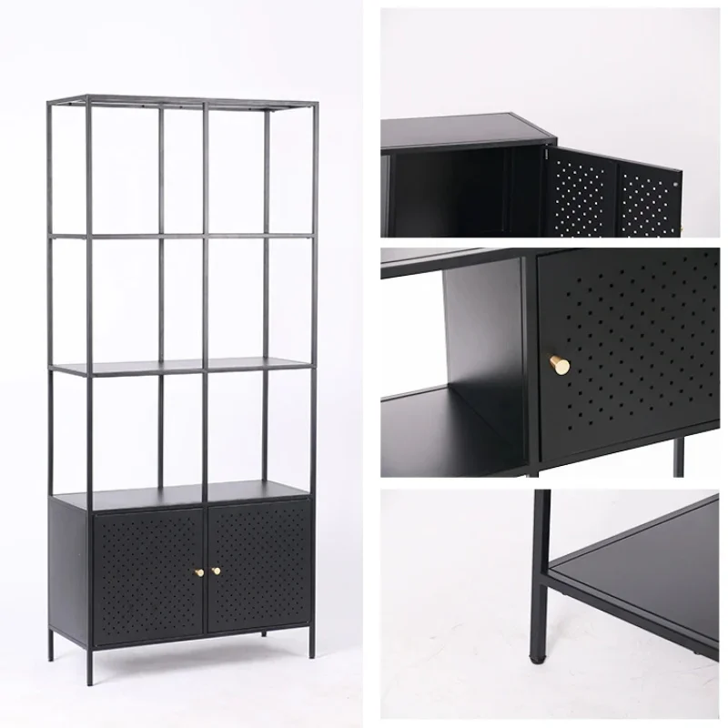 custom.Home Office Furniture Modern Black White Metal Bookshelf 4 Shelf Storage Organizer Book Shelf Bookcase With 2 Door