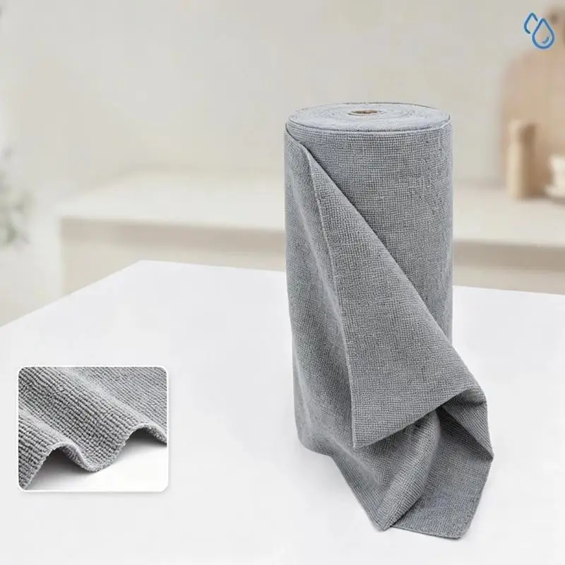 20Pcs/Roll Reusable Microfiber Tear-Off Cleaning Cloths Soft Absorbent Kitchen Towels for Dinnerware Wiping Use