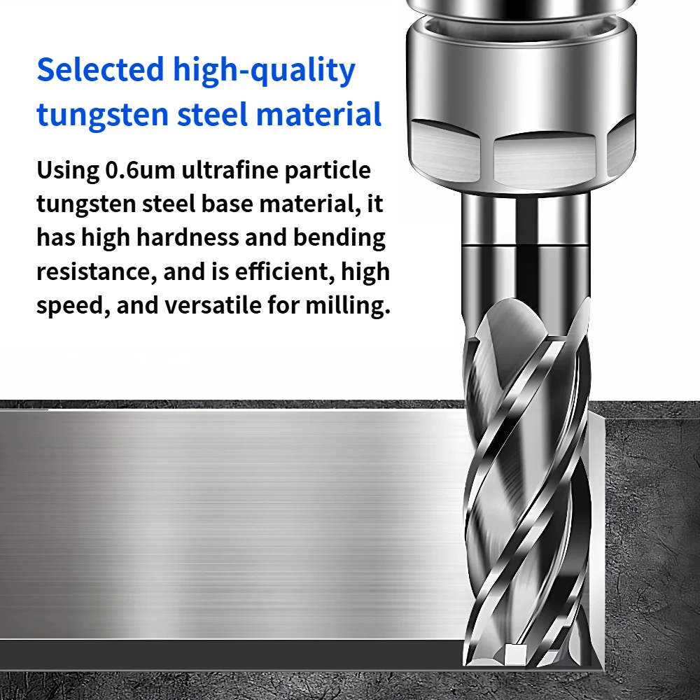 Inch End Mill 1/8 3/16 1/4 5/16 3/8 1/2 5/8 3/4 Inch Carbide Milling Cutter 65HRC 3.175 4.76 6.35 7.94 9.53 12.7mm 15.88 19.05mm