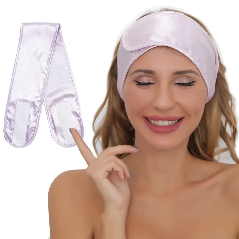 

Women Silky satin Adjustable SPA Facial Headband Bath Makeup Hair Band Headbands for Face Washing Soft Toweling Hair Accessories