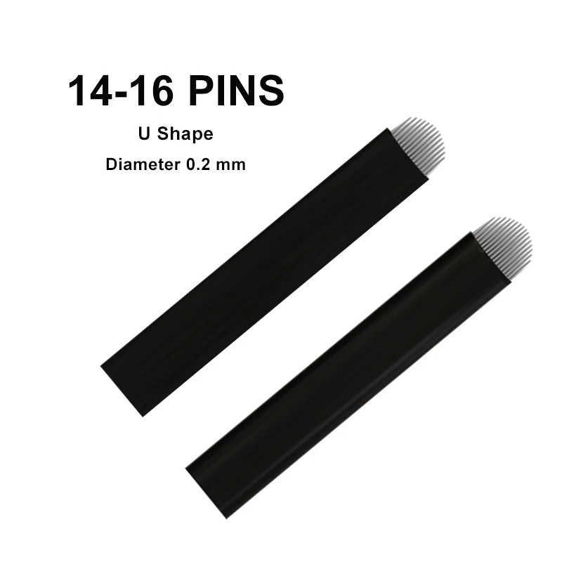 

0.2mm 100pcs 14/16 Pin U Shape Permanent Makeup Eyebrow Tattoo Needles Blade For 3D Embroidery Microblading Tattoo Pen Accessory