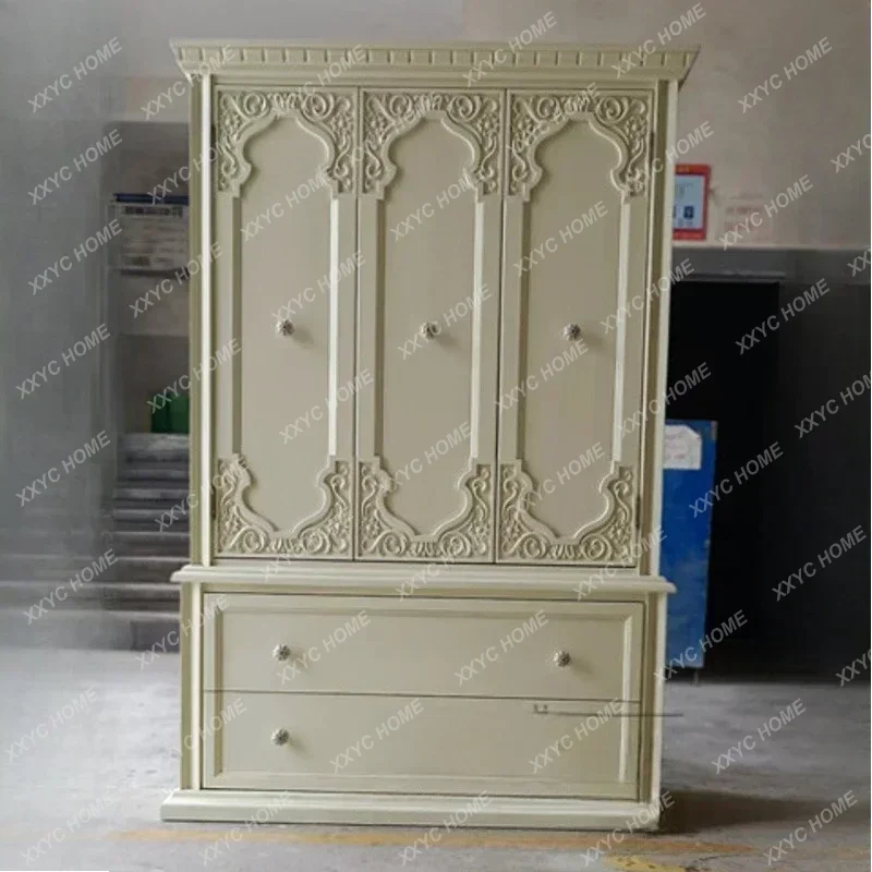 XX Country Wooden Wardrobe Girls Organizer Bedroom Wardrobe Storage Locker  Furniture Home